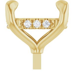 14K Geelgoud 8x6 mm Elongated Cushion .04 CTW Natuurlijke Diamant Semi-Gezet Hidden Halo-stijl Zetkop met stift