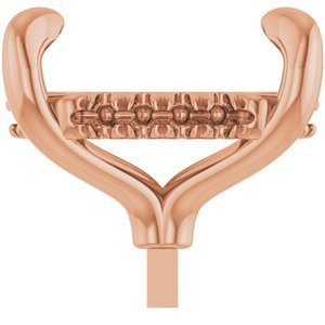 14K Roségoud 11x9 mm Elongated Cushion 4-Prong Pre-Notched Claw Hidden Halo-stijl Zetkop met stift