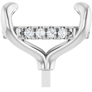 14K Witgoud 11x9 mm Elongated Cushion 1/10 CTW Natuurlijke Diamant Semi-Gezet Hidden Halo-stijl Zetkop met stift