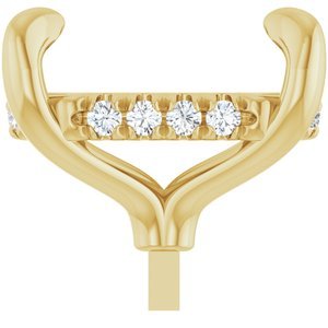 14K Geelgoud 11x9 mm Elongated Cushion 1/10 CTW Natuurlijke Diamant Semi-Gezet Hidden Halo-stijl Zetkop met stift