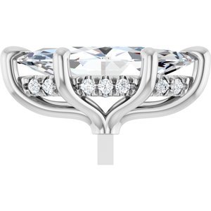 14K Witgoud 12x6 mm Marquise .05 CTW Natuurlijke Diamant Semi-Gezet Hidden Halo-stijl Zetkop met stift - Afbeelding 5