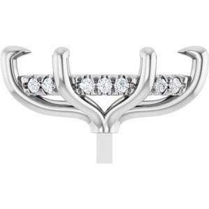 14K Witgoud 12x6 mm Marquise .05 CTW Lab-grown Diamant Semi-Gezet Hidden Halo-stijl Zetkop met stift