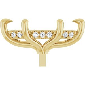14K Geelgoud 12x6 mm Marquise .05 CTW Natuurlijke Diamant Semi-Gezet Hidden Halo-stijl Zetkop met stift
