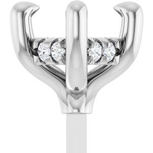 14K Witgoud 12x6 mm Marquise .05 CTW Natuurlijke Diamant Semi-Gezet Hidden Halo-stijl Zetkop met stift - Afbeelding 3
