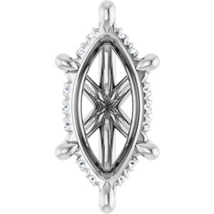14K Witgoud 12x6 mm Marquise .05 CTW Natuurlijke Diamant Semi-Gezet Hidden Halo-stijl Zetkop met stift - Afbeelding 2