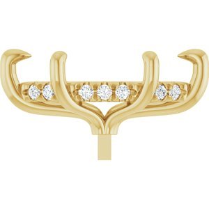 14K Geelgoud 10x5 mm Marquise .05 CTW Natuurlijke Diamant Semi-Gezet Hidden Halo-stijl Zetkop met stift