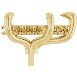 14K Geelgoud 12x8 mm Peer 5-Prong Pre-Notched Claw Hidden Halo-stijl Zetkop met stift