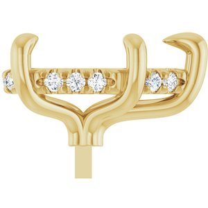 14K Geelgoud 12x8 mm Peer 1/10 CTW Natuurlijke Diamant Semi-Gezet Hidden Halo-stijl Zetkop met stift