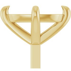 14K Geelgoud 9x7 mm Elongated Cushion 4-Prong Claw Zetkop met stift