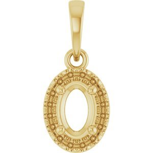 14K Geelgoud 6x4 mm Ovaal French-Set Halo-stijl Hanger Montuur