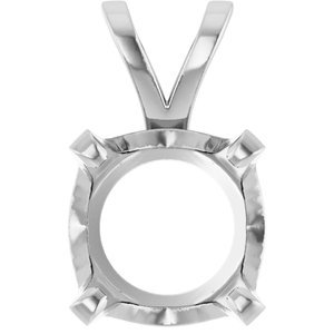 14K Witgoud 8.5 mm Rond 4-Prong Solitair Hanger Montuur