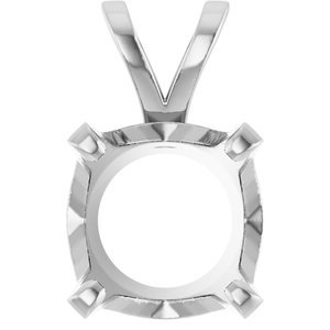 14K Witgoud 9 mm Rond 4-Prong Solitair Hanger Montuur