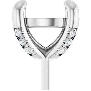 14K Witgoud 8.2 mm Rond .08 CTW Natuurlijke Diamant Semi-Gezet Zetkop met stift