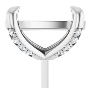 14K Witgoud 11x9 mm Elongated Cushion 1/10 CTW Lab-grown Diamant Semi-Gezet Zetkop met stift