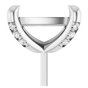 14K Witgoud 10x8 mm Elongated Cushion .08 CTW Lab-grown Diamant Semi-Gezet Zetkop met stift