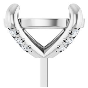 14K Witgoud 10x8 mm Ovaal .08 CTW Natuurlijke Diamant Semi-Gezet Zetkop met stift