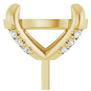 14K Geelgoud 10x8 mm Ovaal .08 CTW Natuurlijke Diamant Semi-Gezet Zetkop met stift