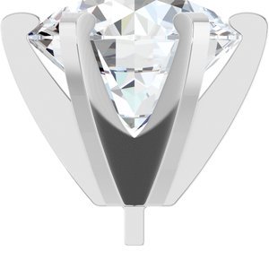 14K Witgoud 10.4 mm Rond 6-Prong Lage Zetkop met stift - Afbeelding 5