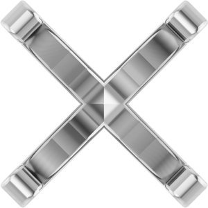 14K Witgoud 8x8 mm Cushion 4-Prong Lage Zetkop met stift - Afbeelding 2