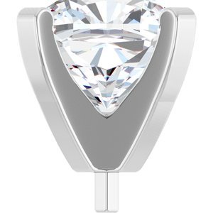 14K Witgoud 8x8 mm Cushion 4-Prong Lage Zetkop met stift - Afbeelding 5