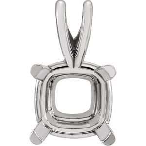 18K Witgoud 8 mm Cushion 4-Prong Hanger Montuur