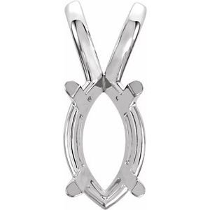 18K Witgoud 12x6 mm Marquise 4-Prong Hanger Montuur