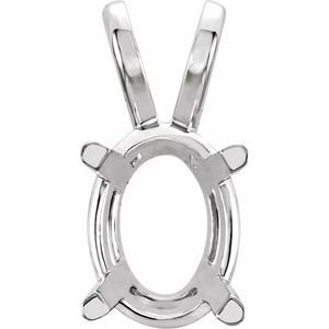 14K Witgoud 11x9 mm Ovaal 4-Prong Chaton Hanger Montuur