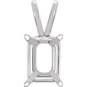 18K Witgoud 8x6 mm  Emerald 4-Prong Hanger Montuur