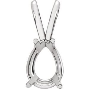 14K Witgoud 10x7 mm Peer 4-Prong Hanger Montuur