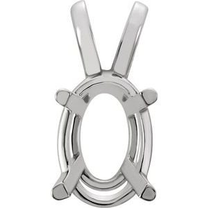 14K Witgoud 10x8 mm Ovaal 4-Prong Lichtgewicht Hanger Montuur