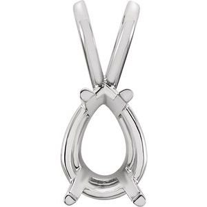 14K Witgoud 9x6 mm Peer 4-Prong Hanger Montuur