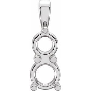 14K Geelgoud 5.8 & 4.4 mm Rond Two-Steen Hanger Montuur - Afbeelding 4