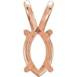 14K Roségoud 9x5.5 mm Marquise 4-Prong Hanger Montuur
