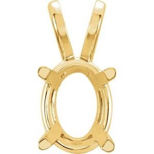 14K Geelgoud 5x3 mm Ovaal 4-Prong Chaton Hanger Montuur