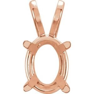 14K Roségoud 11x9 mm Ovaal 4-Prong Lichtgewicht Hanger Montuur