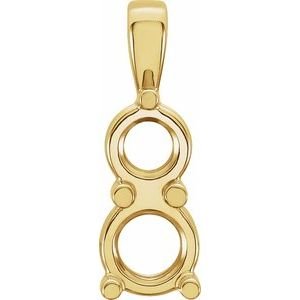 14K Geelgoud 5.8 & 4.4 mm Rond Two-Steen Hanger Montuur
