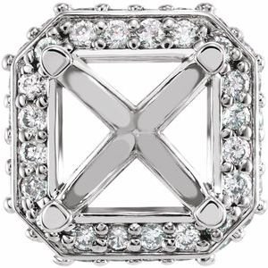 18K Witgoud 6.5 mm Princess 1/4 CTW Natuurlijke Diamant Semi-Gezet Zetkop met stift