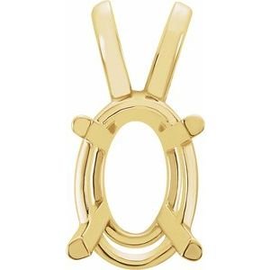 14K Geelgoud 7x5 mm Ovaal 4-Prong Lichtgewicht Hanger Montuur