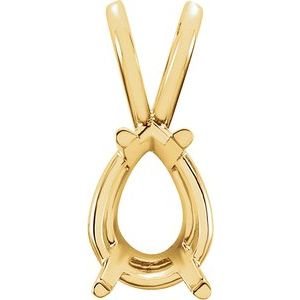 14K Geelgoud 10x7 mm Peer 4-Prong Hanger Montuur