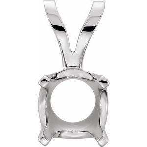 14K Witgoud 6.5 mm Rond 4-Prong Solitair Hanger Montuur