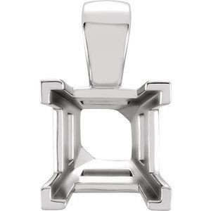 14K Witgoud 5 mm Princess V-Prong Hanger Montuur