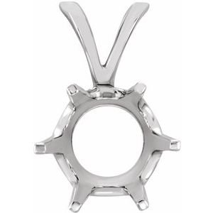 14K Witgoud 4.4 mm Rond 6-Prong Solitair Hanger Montuur