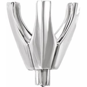 14K Witgoud 5 mm Trilliant 3 Prong V-End Hoge Zetkop met stift