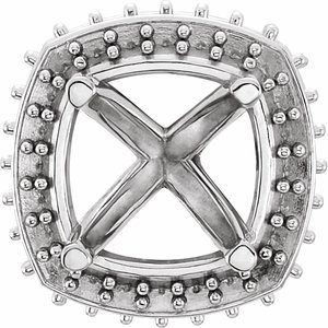 14K Witgoud 7 mm Cushion 4-Prong Halo-stijl Zetkop met stift