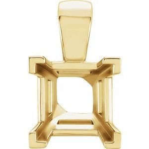 14K Geelgoud 6 mm Princess V-Prong Hanger Montuur