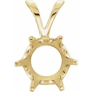 14K Geelgoud 6.5 mm Rond 6-Prong Solitair Hanger Montuur
