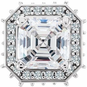14K Witgoud 5.5 mm Asscher 1/3 CTW Natuurlijke Diamant Semi-Gezet Zetkop met stift - Afbeelding 3