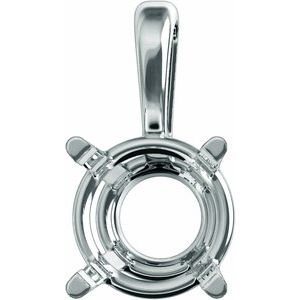 18K Witgoud 8 mm Rond 4-Prong Pre-Notched Hanger Montuur