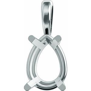 18K Witgoud 7x5 mm Peer Draad Chaton Hanger Montuur