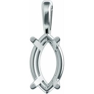 14K Witgoud 9x5 mm Marquise Hanger Montuur